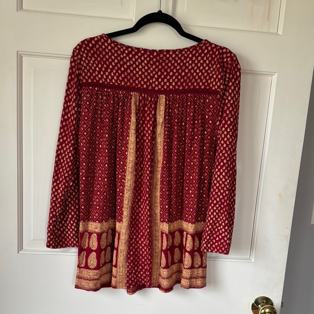 Lucky Brand 3/4 Sleeve Tie Front Blouse Size Large - Picture 7 of 12